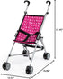 18 inch 3+ Bayer Buggy Umbrella Doll Stroller - Hot Pink & White Polka Dots, Foldable Toy Stroller for Dolls, Ages