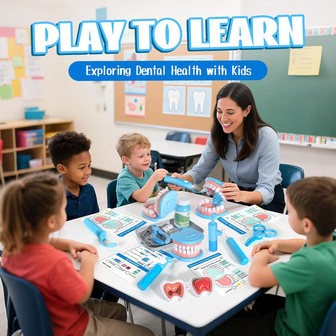 Playset Set 4-6 Dentist for Boys with Oversized Pretend Teeth /Removable Teeth /Braces /Retainer - Kids Doctors Play