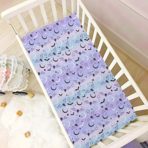 Fitted Crib Sheets for Boys Girls - Bats on The Starry Sky Soft Breathable Mattress Cover for Standard Crib & Toddler