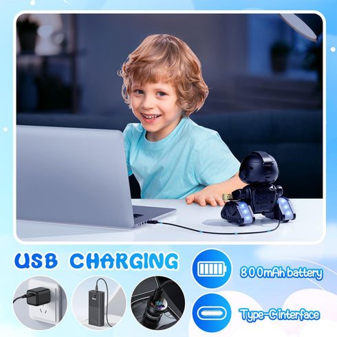 BAIWU 6+ Robot Toys for Kids,RC Robot with Gesture Sensing & LED Eyes,Star Projector and Music,Easter Gifts for Years
