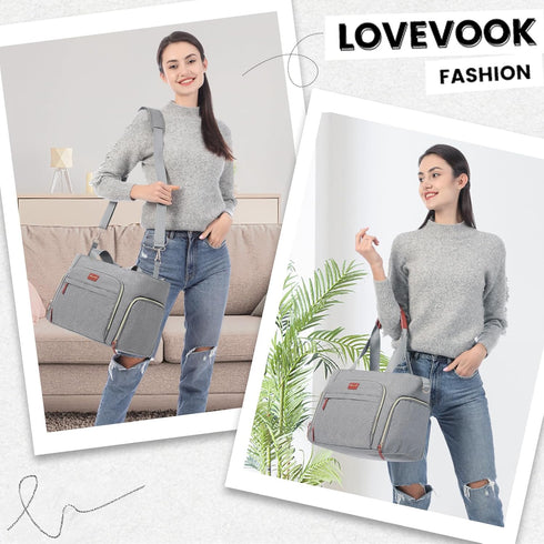 Set, 3-Piece Set 15.7" 8" 11", 3 LOVEVOOK Diaper Bag with Laptop Pocket, Cooler Bag & Changing Pad, Fits Most Breast