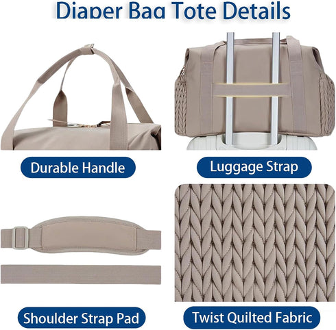 Personalized Diaper Bag Tote with Name, Custom Baby Bag with Changing Pad and Pacifier Case, Maternity Travel Bag
