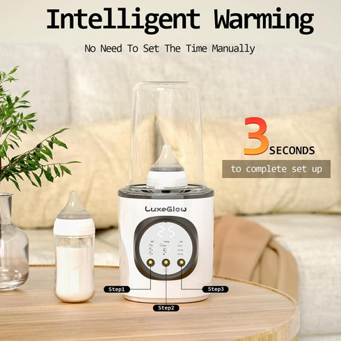 LuxeGlow Formula,10-in-1 Fast Baby Bottle Warmer for Breastmilk and Functionality Intelligently Heating, Accurate