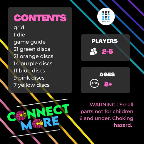 Connect More - Social Skills Games and Therapy Games for 6 Players, 4 in a Row Connect Game for Conversation