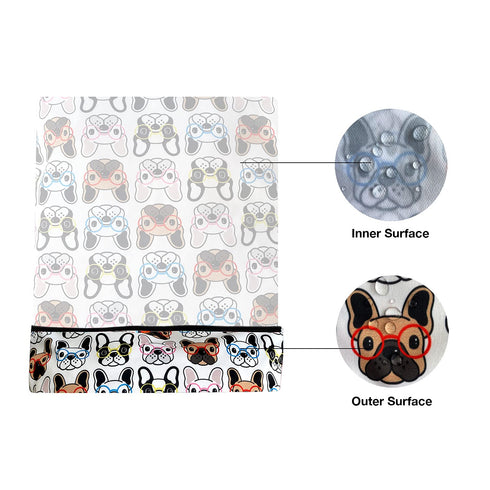 FLOCK THREE Washable Wet Bag Diaper Bag, Water Resistant Swimming Bag with Pugs Dog Print, 12.6'' x 16.5''