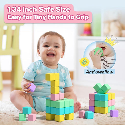 1.34in 1-3, 3+ Magnetic Blocks for Toddlers, Macaron Magnetic Building Cubes for Kids Ages Stem Preschool Stack