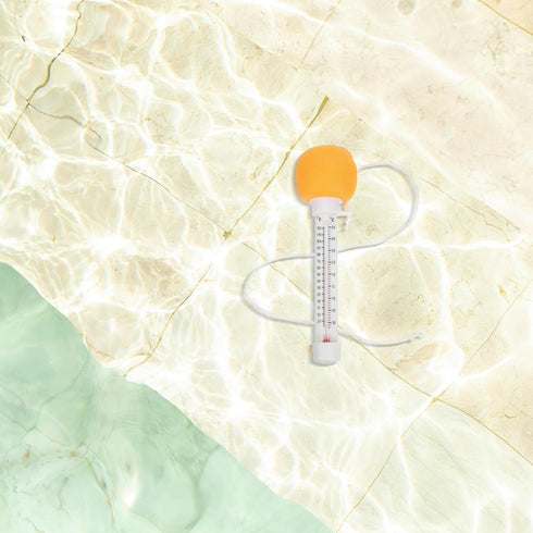 Swimming Floating Pool Thermometer Orange with Cartoon Design, Water Temperature Gauge for Bath, Hot Tub and Pool Use