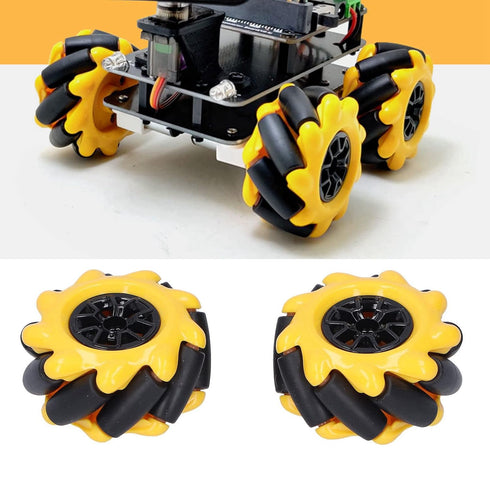 Mecanum Wheel 48mm Omni Directional Electric Motors Parts for Smart Robot Car Accessories DIY Components, 2 Pairs.