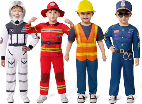 8In1 Set-Astronaut/Police Spooktacular Creations Boys DressUp Costumes, Career RolePlay Muscle Costumes for Hallow Xmas