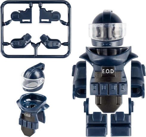 Toy Soldiers Figures Dark Blue Bomb Disposal Suit Armor E.O.D Suit Toys Military Equipment Custom Minifigure Compatible with Mini figure of Major Brand, 3 Years Old and up