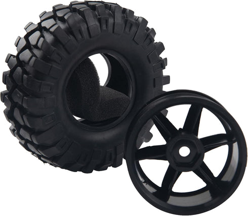 6-Spoke 1.9" Rubber Tires & 108mm Wheels with 12mm Hex Hub Rims for 1/10 Axial D90 SCX10 CC01 TF2 RC Crawler Car