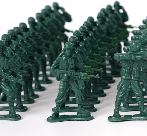 2-Inch Plastic Army Men Action Figures, Pack of 100 with 10 Unique Sculpts (Green)