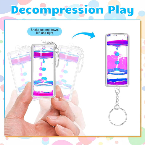Dynamic Liquid Timers Key Chain Set, Colorful Motion Bubbler Timekeeper Keychains, Liquid Hourglass