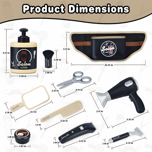 WishaLife Kids Barber Shop Playset - Hair Cutting Kit for Boys, Kids Shaving Kit, Hair Salon Pretend Play Toy Gift for