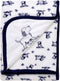 2-Ply Reversible Luxury Baby Blanket, Puppy Embroidery, Blue and White Little Me Puppy Toile Print (30 inch x 40 inch)