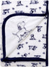 2-Ply Reversible Luxury Baby Blanket, Puppy Embroidery, Blue and White Little Me Puppy Toile Print (30 inch x 40 inch)