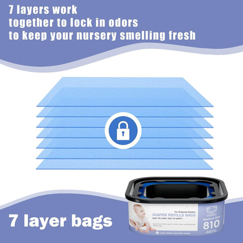 BATADAPTER 810 (1 Packs) Jumbo Square Refills Disposal Bags Refill Compatible With For Diaper Gen.ie Compact, Select