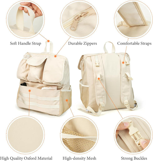 2-in-1 Backpack,Insulated Stroller Organizer Baby Diaper Bag Bottle Holder,Wipes and Phone Pocket,Shoulder Strap