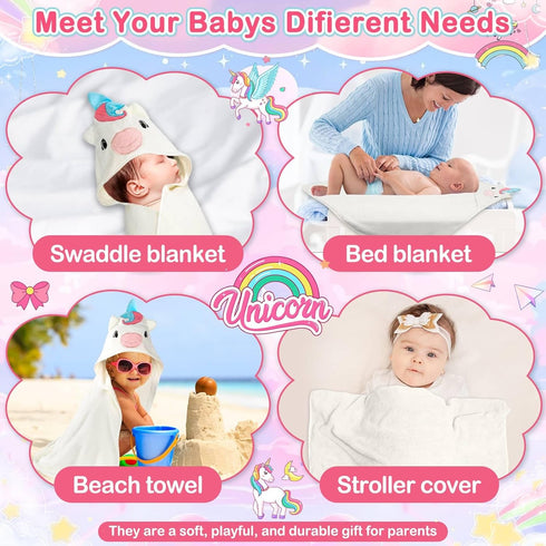 4 Set, 1 3 32x32 inch Flasoo PCS Baby Towels Soft Absorbent Baby Hooded Bath Towel, Baby Towel and Baby Washcloths