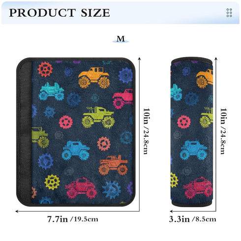Vdsrup 2 Pack Seat Belt Covers Monster Trucks Car Seat Strap Covers Super Soft Car Seat Neck Cover for Boys Girls