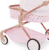 14-Inch 2+ LullaBaby Accessories Pink Toy Stroller with Gold Stars for Twins Foldable Canopy, Swivel Wheels & Storage