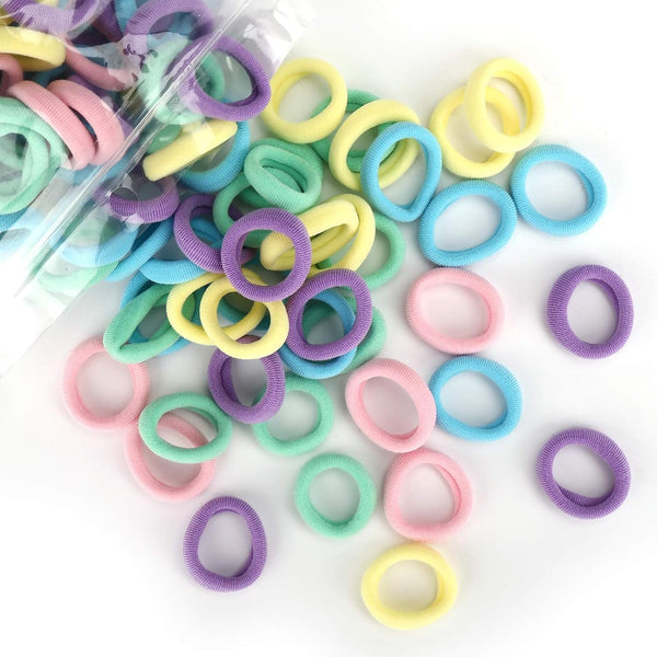 BAOLI 200PCS Cotton Baby Hair Ties, Mini Seamless Toddler Hair Bands, Soft Ponytail Holders for Kids, 5 Colors