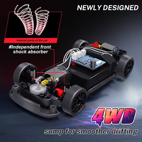 ACAMMZAR 1:24 20KM/H 4WD RC Drift Car, Remote Control Car for Kids, High Speed RC Cars with Lights, Extra Racing Tires