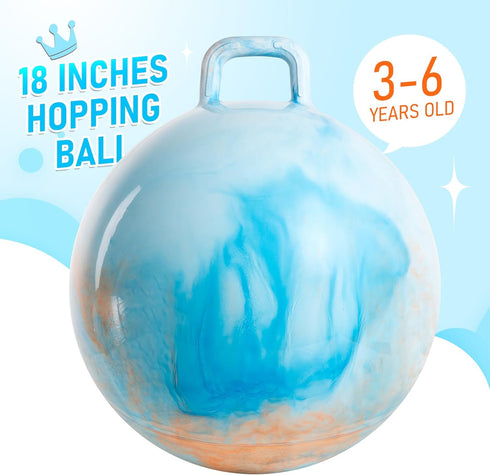 18 inches 3-6 U&C Planet Hopper Ball Bouncy Ball with Handle for Kids Age Clouds Hoppity Hop Sit and Bounce Jumping