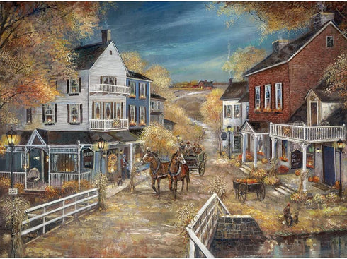 Bits and Pieces 4-in-1 1000 Piece Jigsaw Puzzles for Adults, Multipack of Four, Country Pond Harvest Café