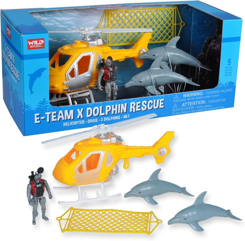 Wild Republic E-Team X Set Dolphin Rescue Playset, Action Figure, Animal, Vehicle,