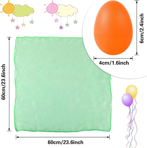 60 36 Packs 24 Packs Augshy Pcs Egg Shaker Musical Instruments for Kids, Maracas Eggs with Dance Scarves for Kids Music