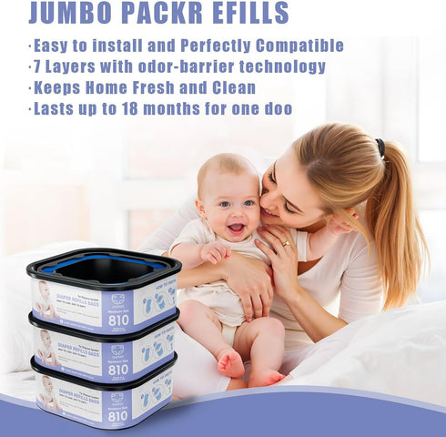 BATADAPTER 810 (4 Packs) Square Refills Disposal Bags Refill Compatible With For Diaper Gen.ie Compact, Select (Not Fit