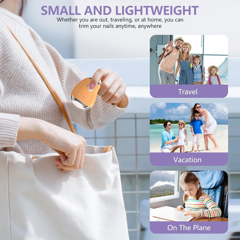 Jjkygmw Trimmer Polisher3 Electric Nail with LED Light, Safe and Easy to Use, Fingernail Cutter with Speeds Adjustable
