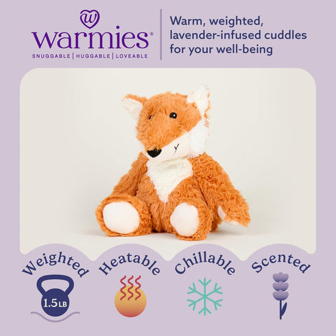 warmies Microwavable & Weighted Stuffed Animals, Fox - Heated Stuffed Animal Plushie for Warmth & Comfort - Cute Soft