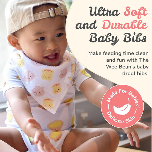 The Wee Bean Organic Cotton Bandana Bibs 2pcs Set, Baby Bandana Drool Bibs for Boys Girls Unisex, Teething and Drooling