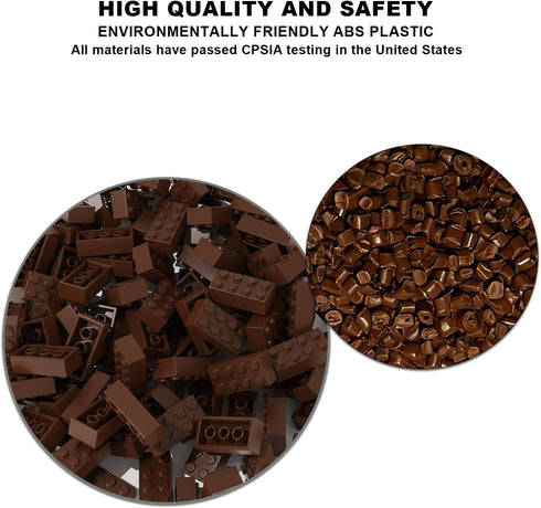 Classic Bulk Brick Block 2x4, 200 Piece Brown Building Brick, Compatible with Lego Parts 3001, Creative Play Set