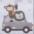 3 Set Little Love by NoJo Jungle Ride Grey, White and Brown, Monkey, Giraffe and Lion Piece Nursery Mini Crib Bedding