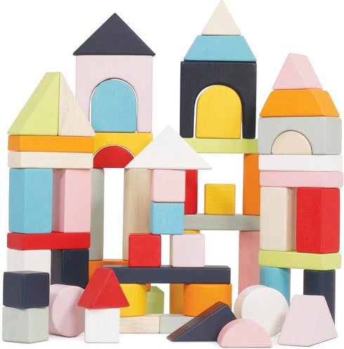 Le Toy Van Educational Wooden Building Blocks - 60 Piece Montessori Style Toy for 12 Months and Up