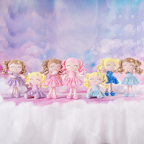 Gloveleya Baby Doll Girl Gift Soft Plush Princess Doll with Pink Star Dress, Snuggly First Baby Doll for Girls, Stuffed