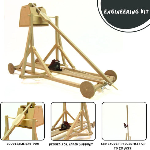 PATHFINDERS Trebuchet Kit - Building Toys, Medieval Weapons, Wooden Craft Kit, STEM Toy