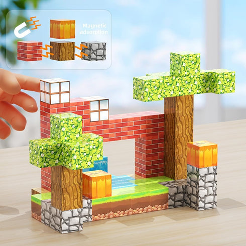NETEHU 63PCS Magnetic Blocks Cubes Toys for Kids, Travel Building Toys for Toddlers Boys & Girls, Magnet Building
