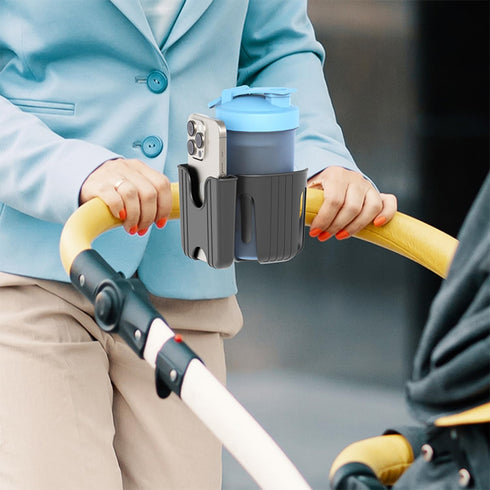 WedFeir 2-in-1 Universal Cup and Phone Holder for Uppababy Nuna Doona Strollers, Bikes, Wheelchairs, Walkers, Scooters