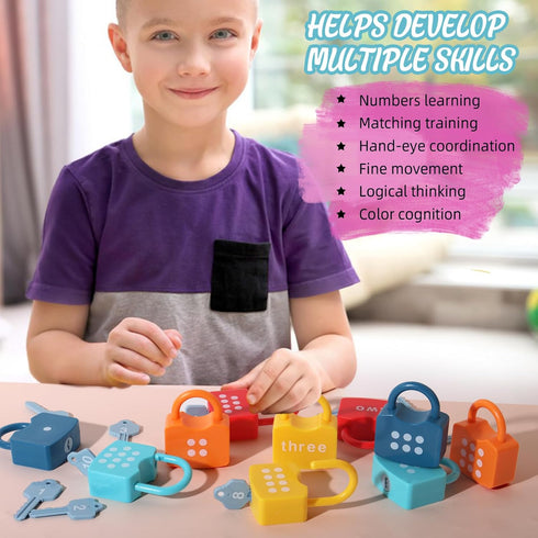 Counting 3 4 5 Dinhon Kids Learning Locks with Keys Numbers Matching & Montessori Educational Toys for Ages Boys