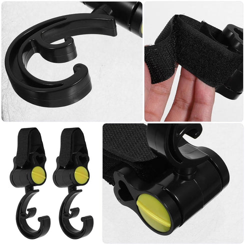 HOODANCOS 2pcs Universal Stroller Hooks for Hanging Bags, Stroller Accessory Clips with Strong Grip, Multipurpose