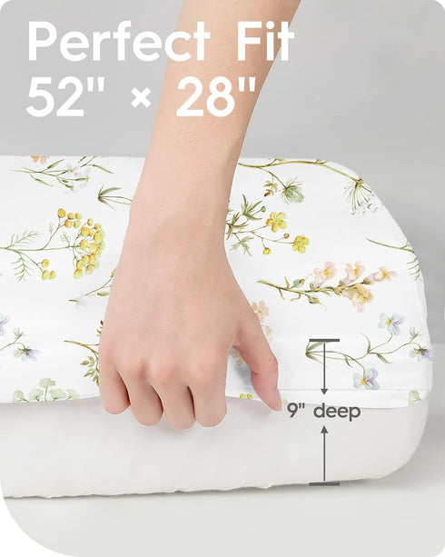 28''x52''x9'' 2 Pack Crib Sheets for Boy Girl, Premium Soft Butterfly Crib Mattress Fitted Sheet, Ultra Breathable Baby