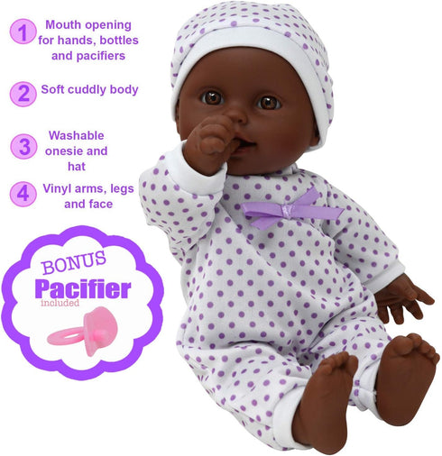 11-Inch Set Soft Body African American Newborn Baby Doll Gift with Pacifier