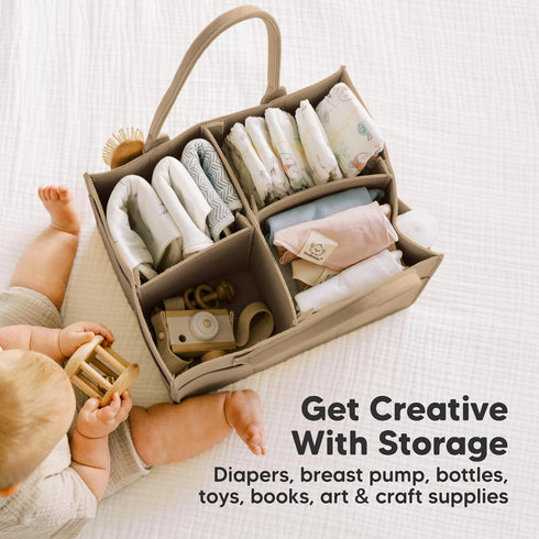KeaBabies Taupe Diaper Caddy Organizer - Portable Baby Organizer for Nursery, Car Storage, and Gift Basket