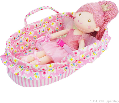 Cozy 18" June Garden Dream Doll Bassinet - Baby Doll Portable Carrier - Fits for American Girl Dolls up to - Soft