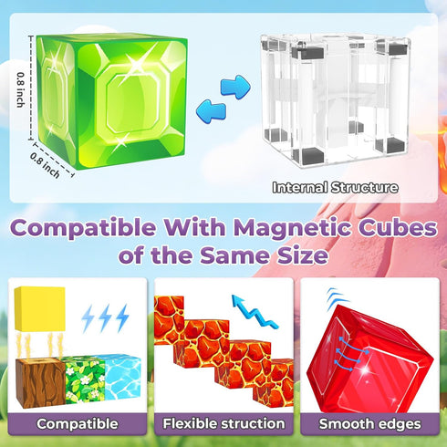ORZbb 3-5 4-6 5-7 6-8 (0.8IN/2CM) Magnetic Blocks, Magnetic Tiles Building Blocks, Magnet Cubes Toddler Kids Toys
