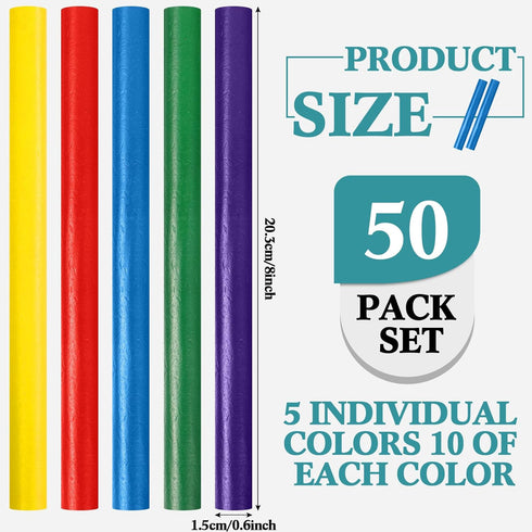 50 5 8 Inch Set Halloscume Pcs Rhythm Sticks for Kids Classroom Activities, Colors of Music Sticks, Wooden Percussion